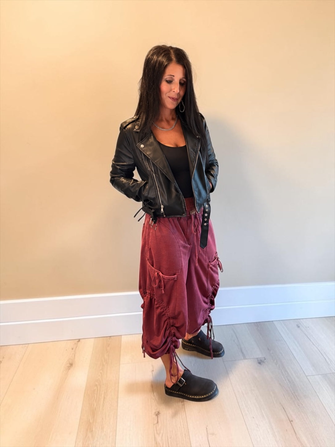 Cinched Plum Cargo Pant