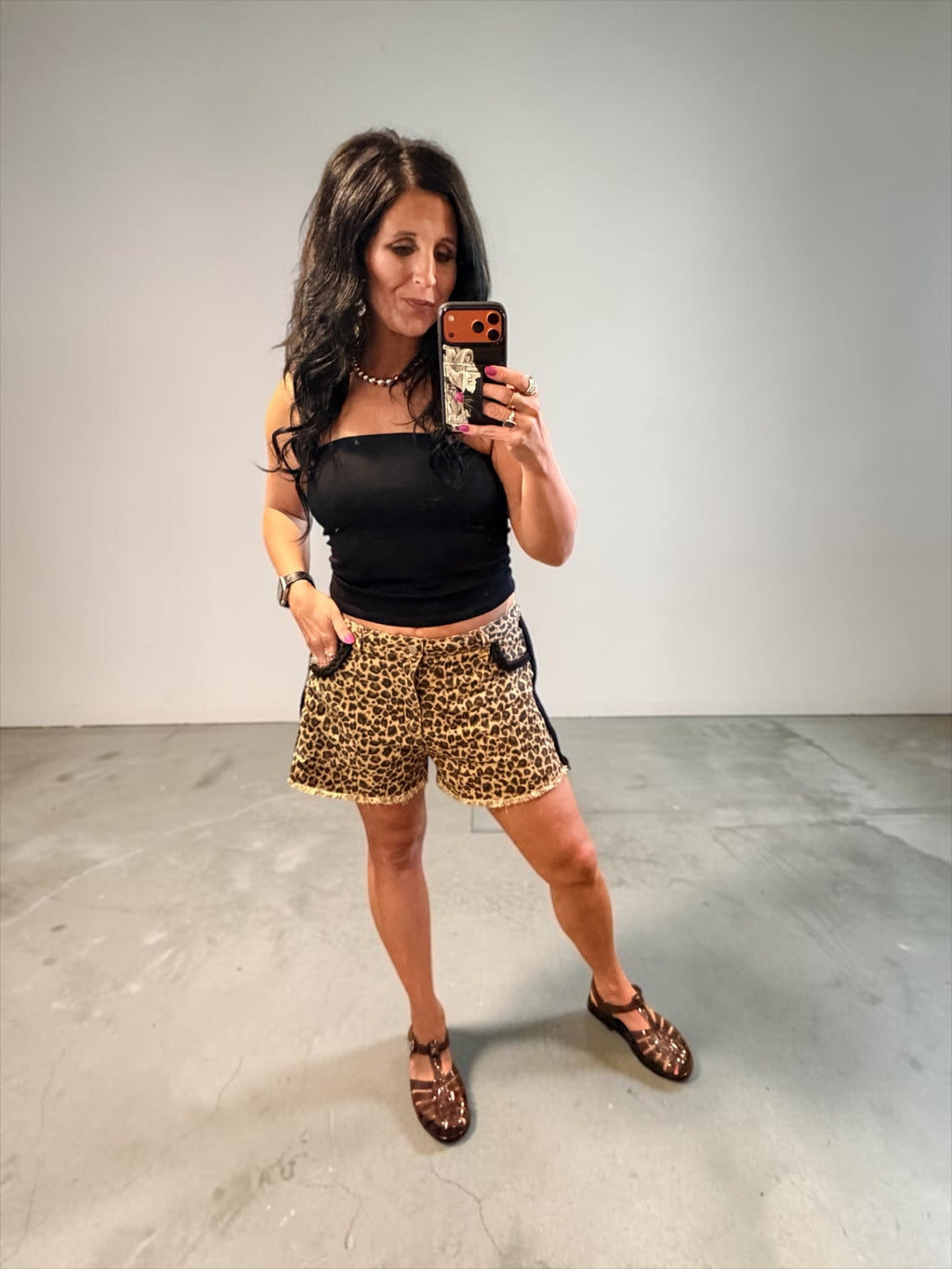 Leopard Print Braid Detail Shorts