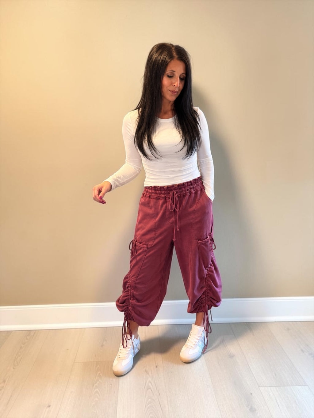 Cinched Plum Cargo Pant
