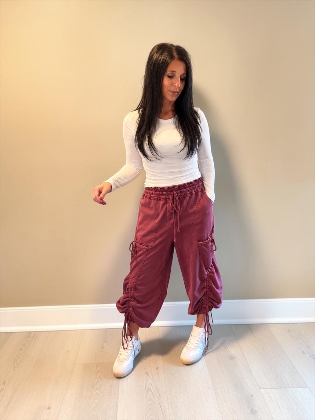 Cinched Plum Cargo Pant