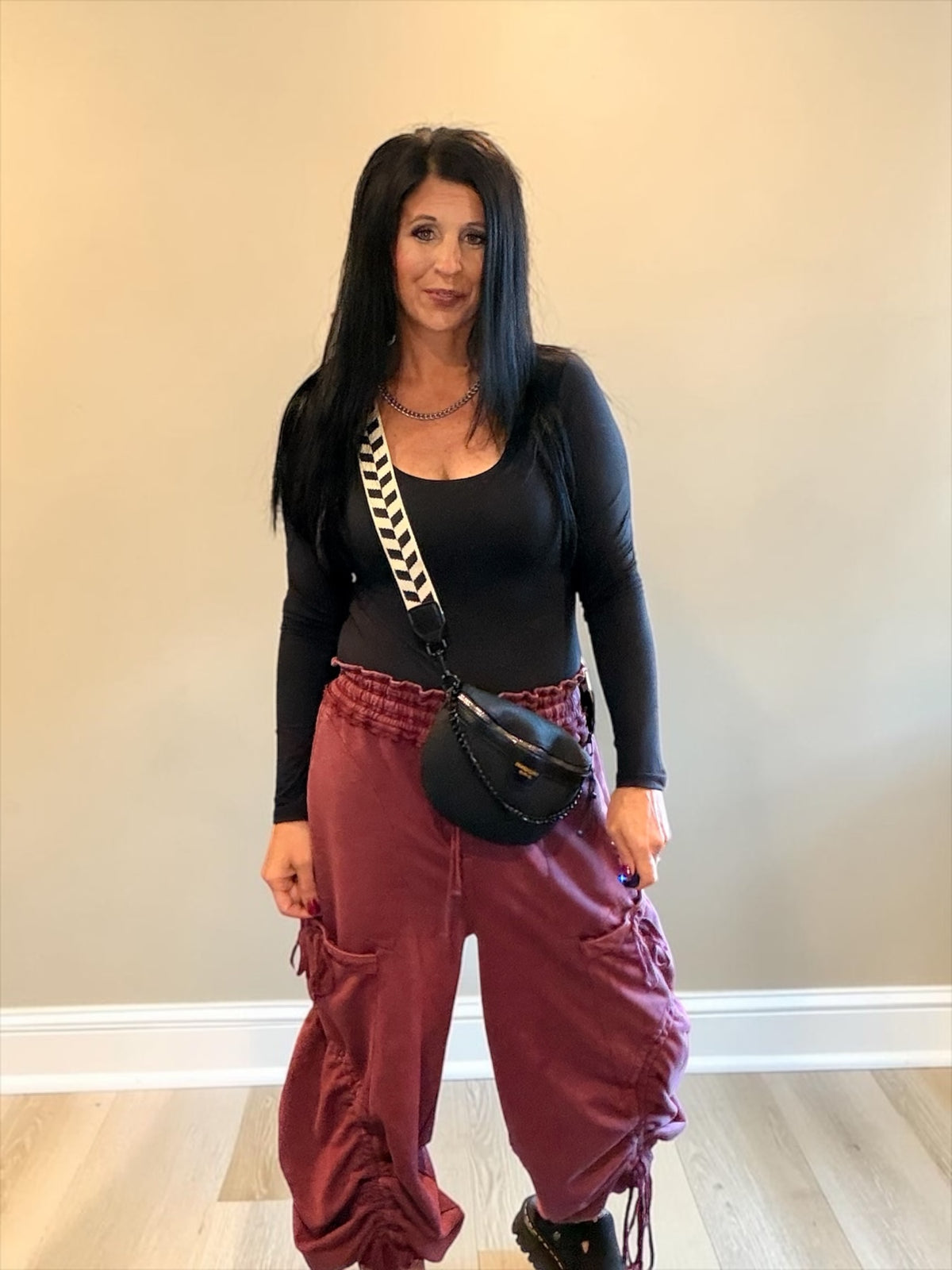 Cinched Plum Cargo Pant
