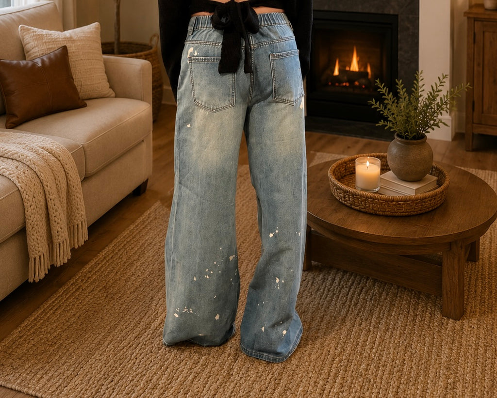 Painted in Denim Wide-Leg Jeans