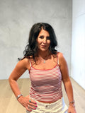 Red & White Stripped Cropped Tank