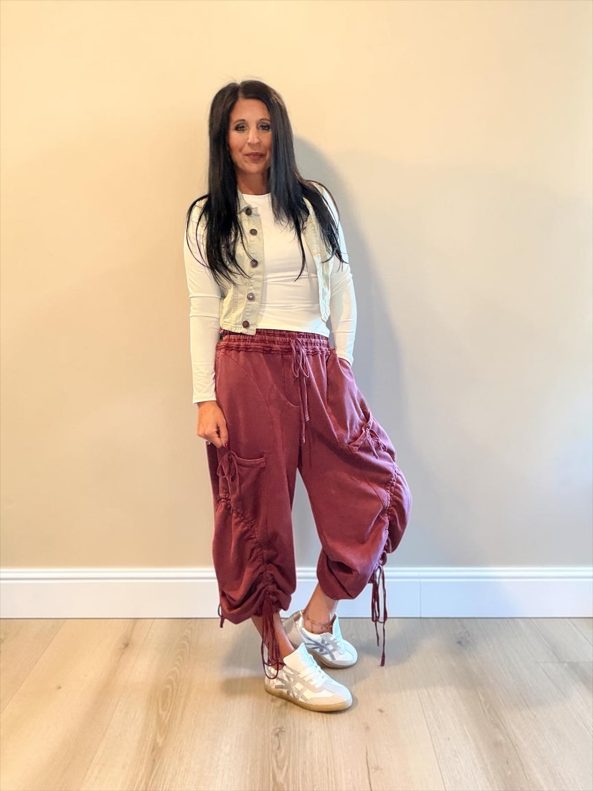 Cinched Plum Cargo Pant