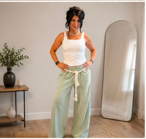 Sage Barrel Leg Pants