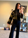 Color Block Mock Turtleneck Sweater