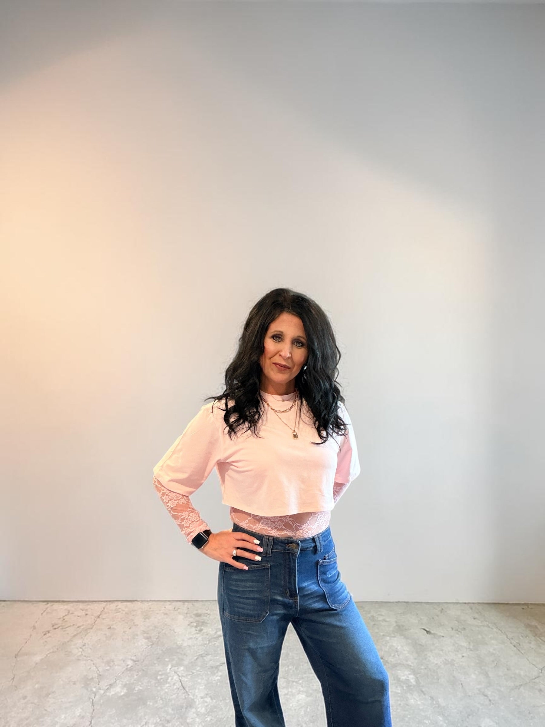 Blush Laced Layered Top