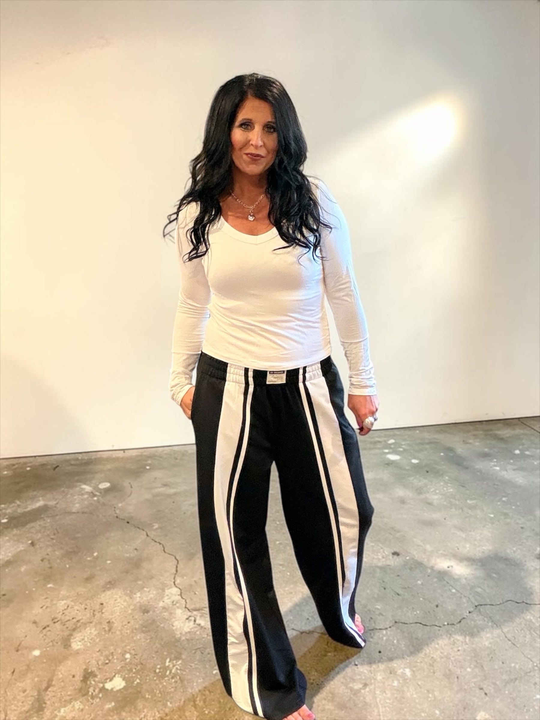 Athletic Black with White Stripped pants