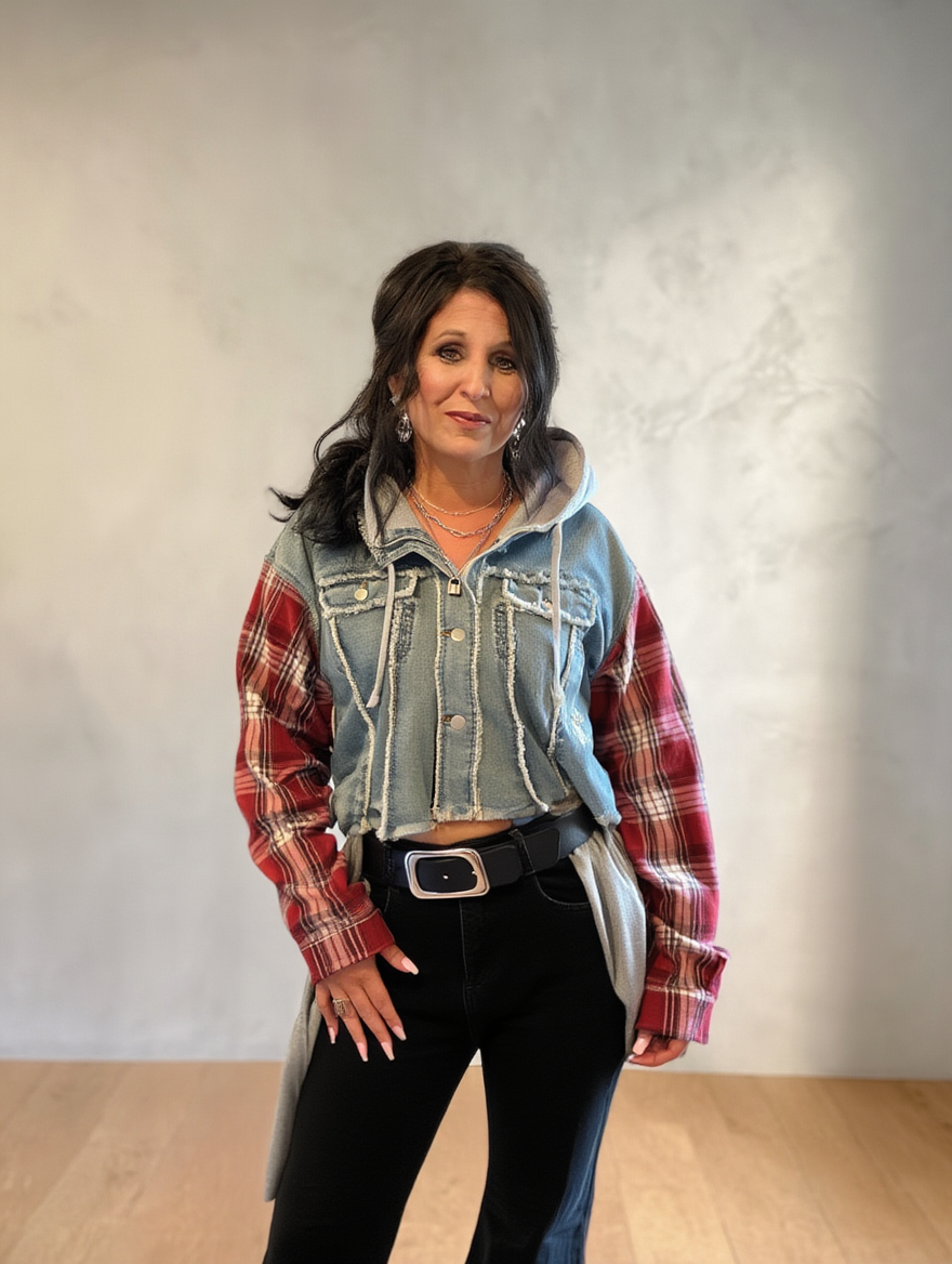 Denim Plaid Jacket