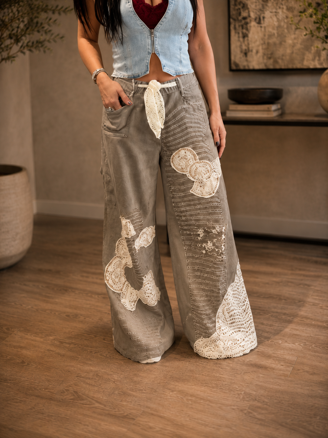 Vintage Bloom Patchwork Pants