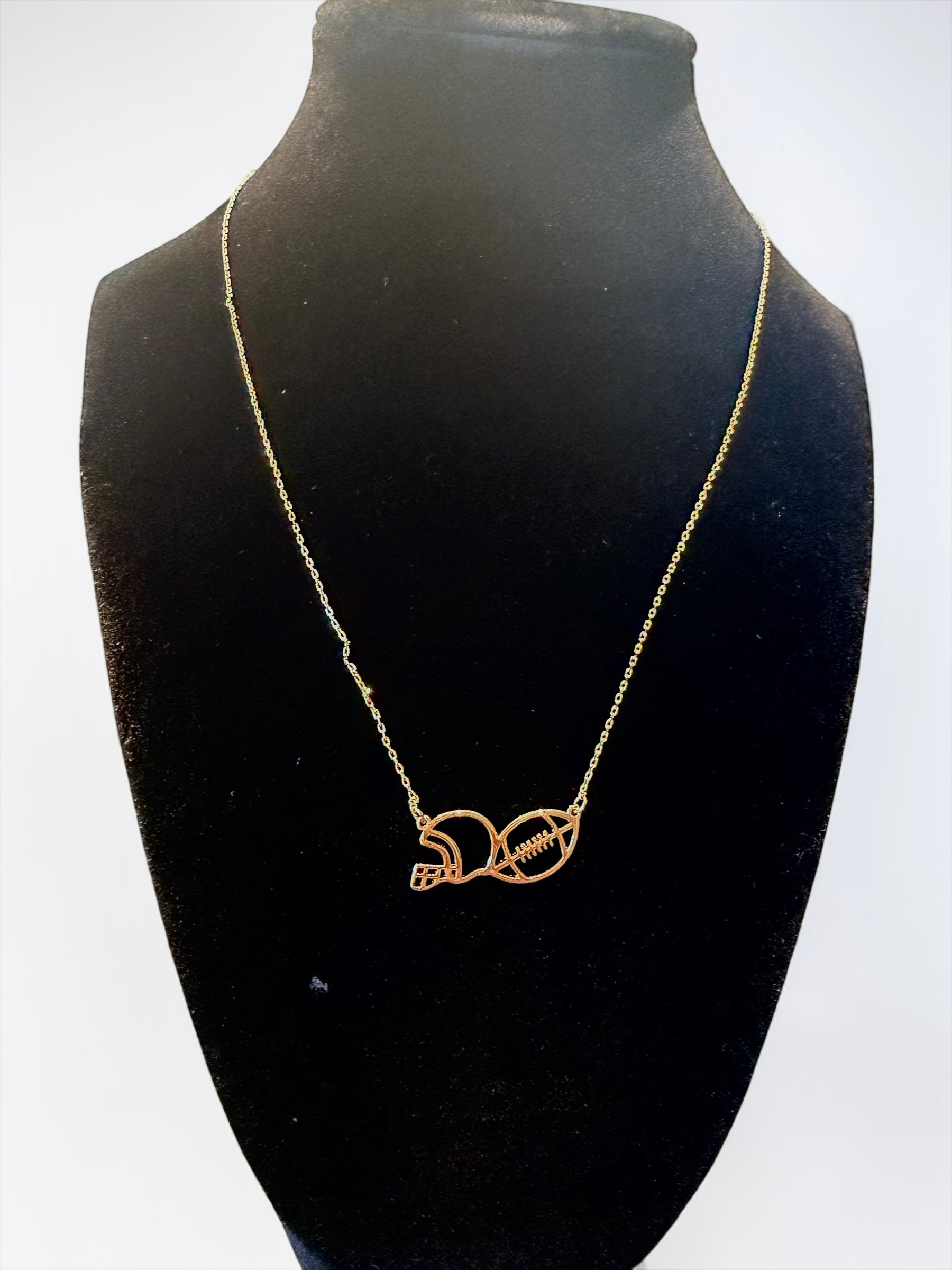 Gold Football & Helmet Necklace