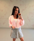 Pink Cropped Cardigan