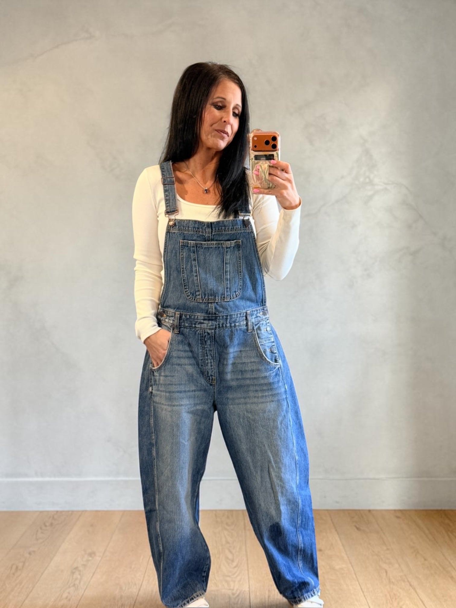 Barrel overall jeans