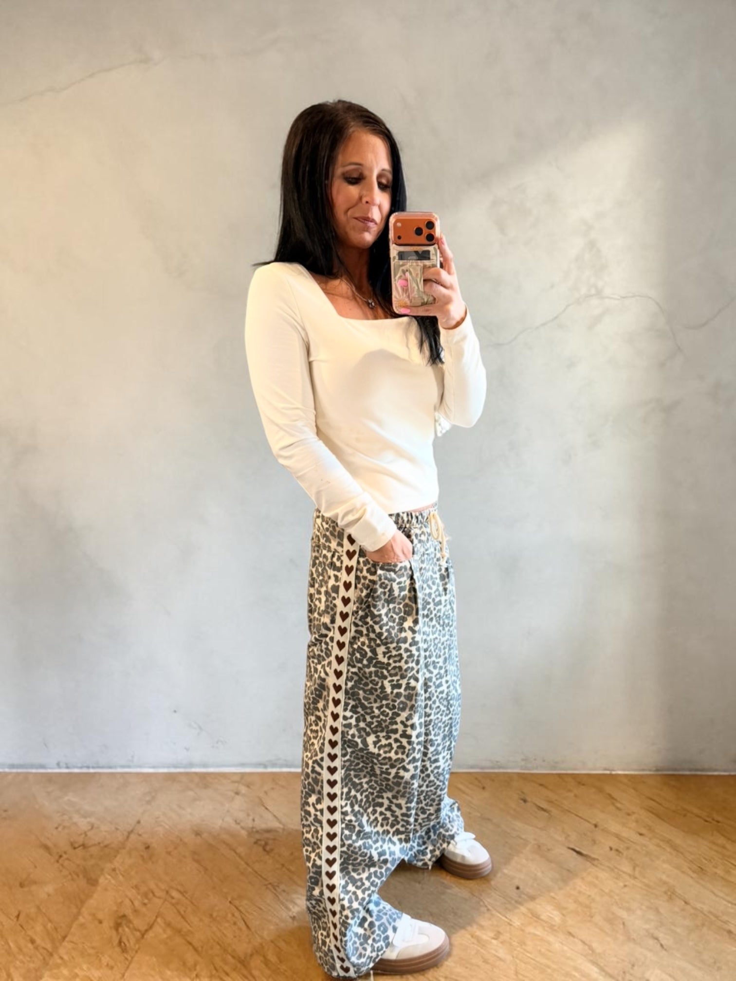Leopard Print Pant with Heart Detail