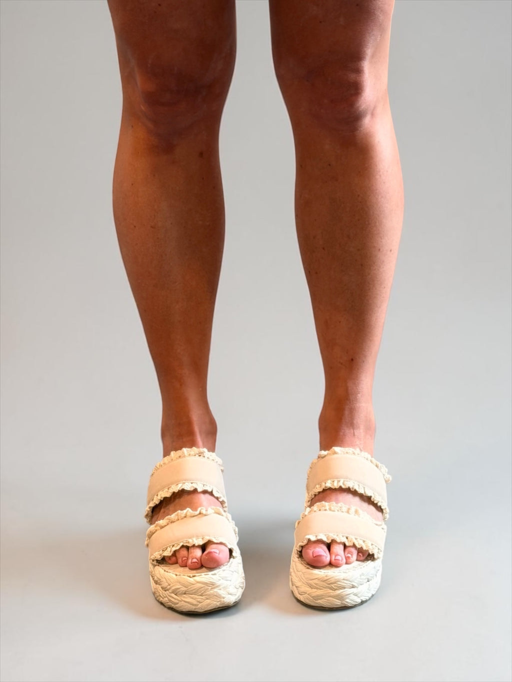 Polly Ruffle Platform Slide on sandal