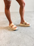 Polly Ruffle Platform Slide on sandal