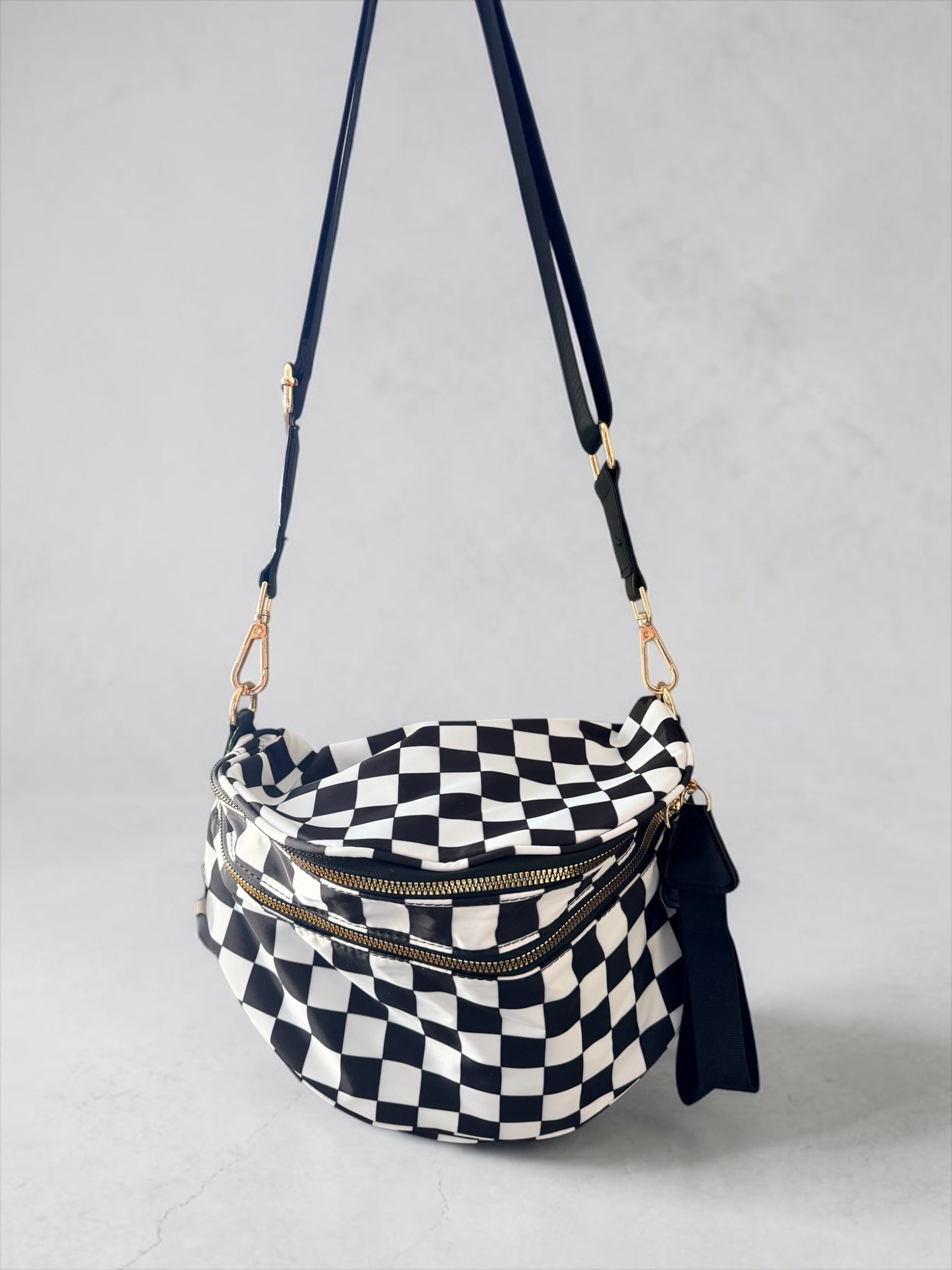 Black and White Checkered Crossbody Bag