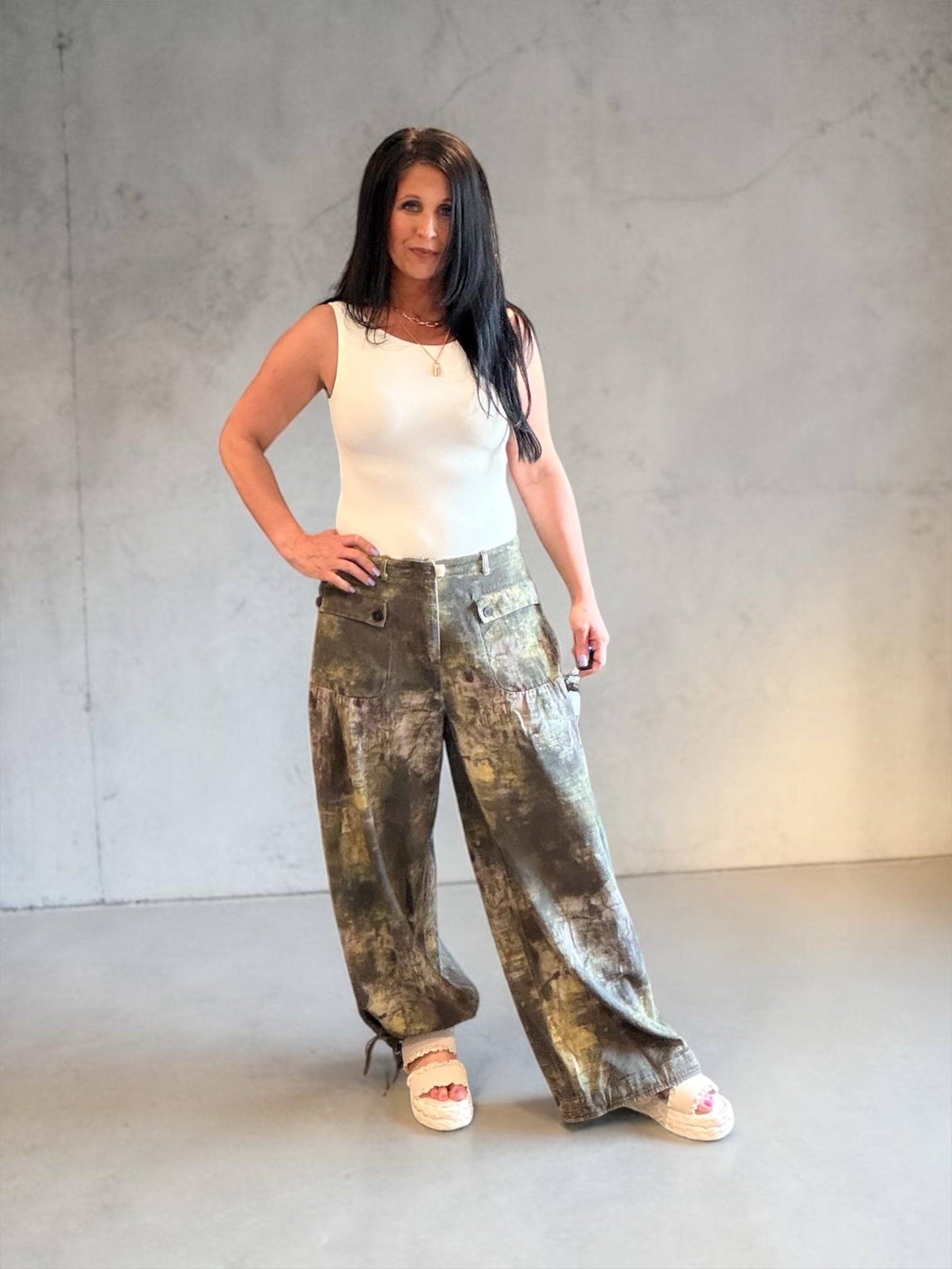 Camo Style Printed Mid High Waist Pants