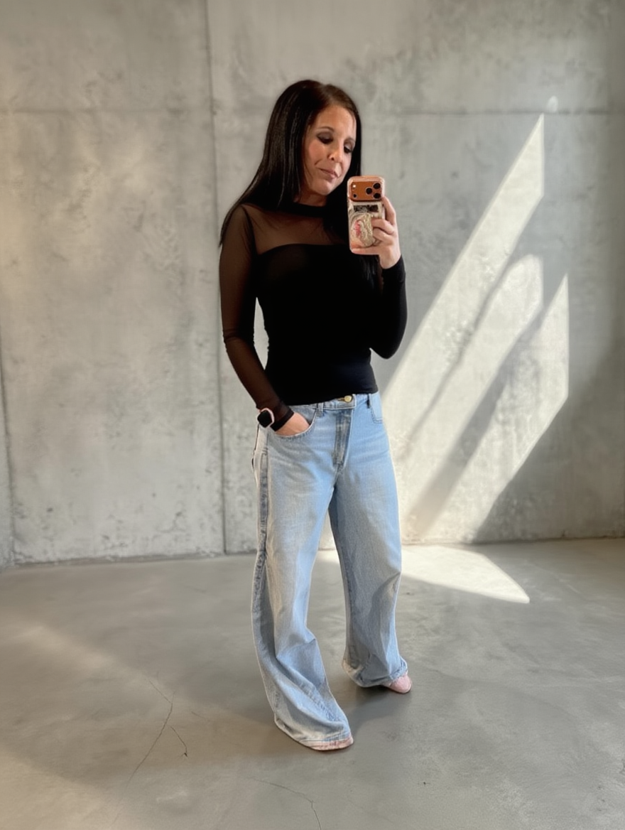 Black Mesh Top