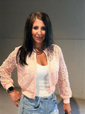 Blush Floral Laced Cropped Jacket