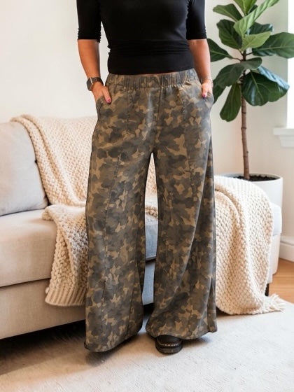 Weekend Warrior Camo Wide Leg Pants