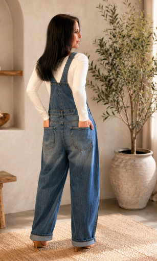 Weekend Wander Barrel Legged Denim Overalls
