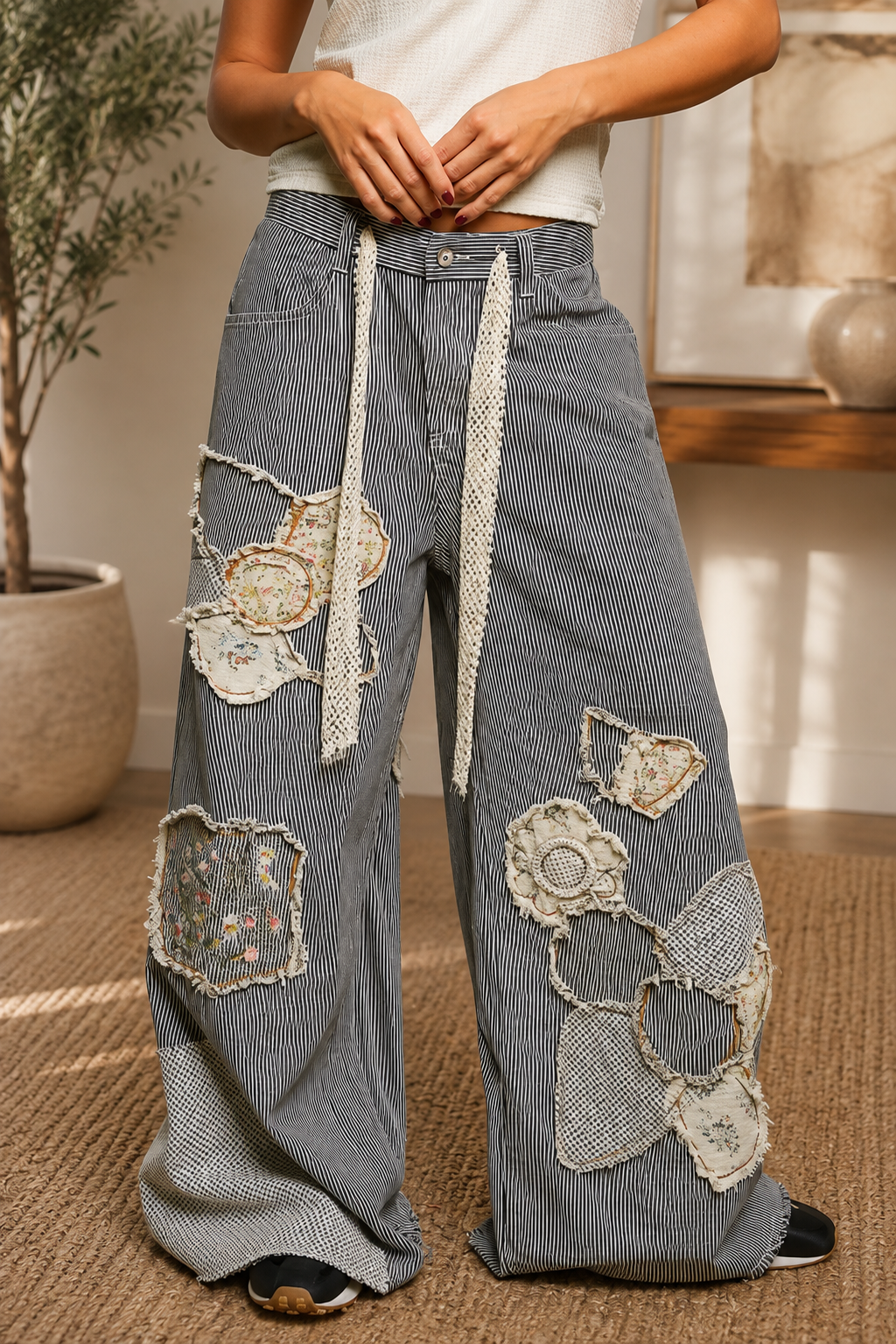 Vintage Bloom Patchwork Pants