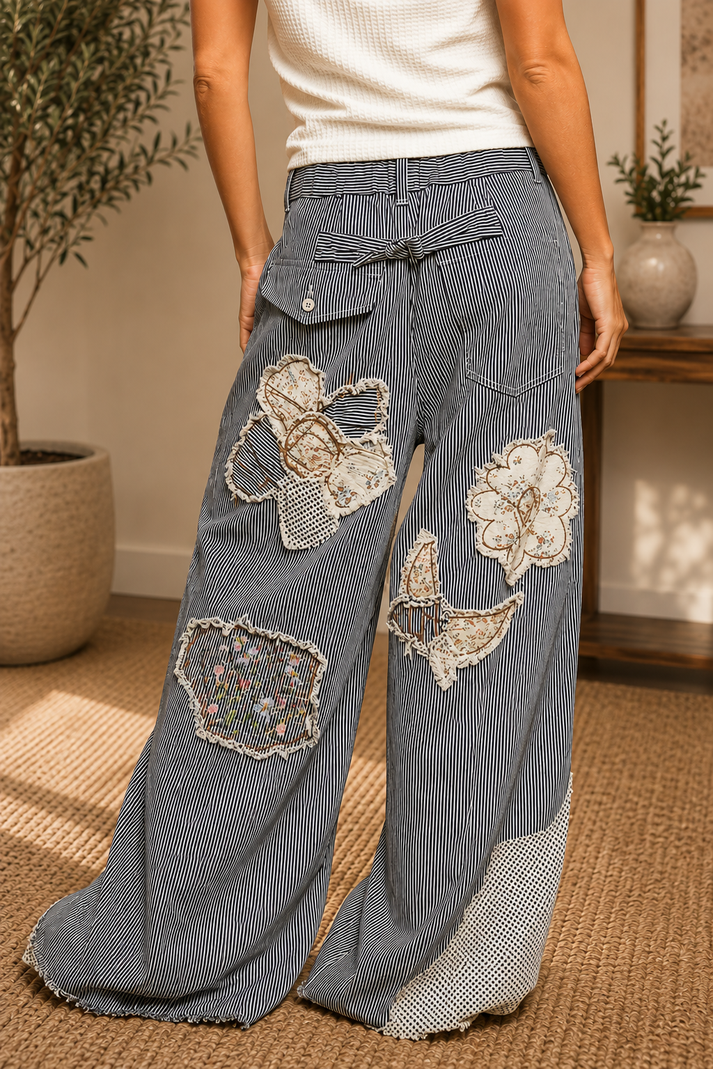 Vintage Bloom Patchwork Pants
