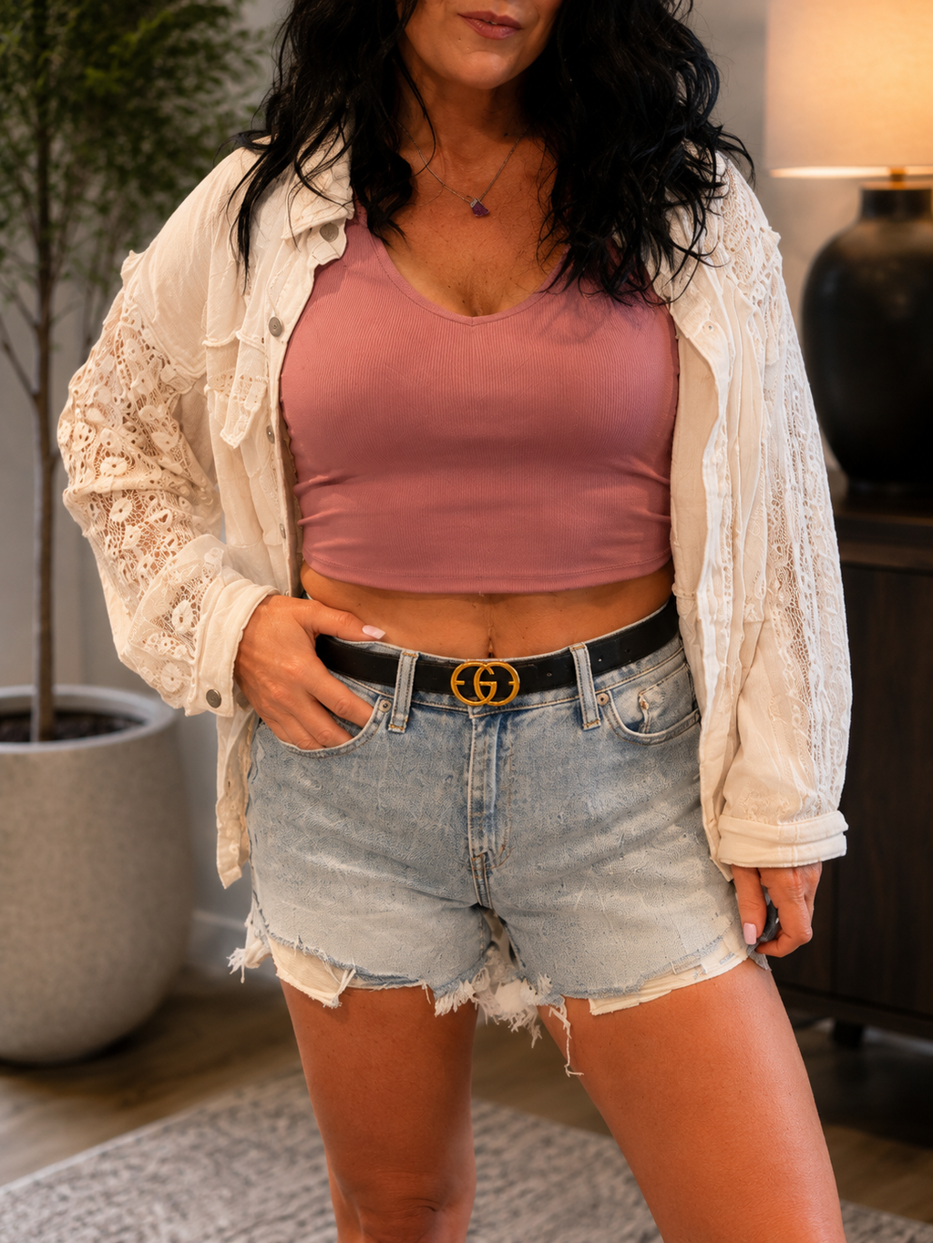 Zenana Sunny Days Light Wash Denim Shorts